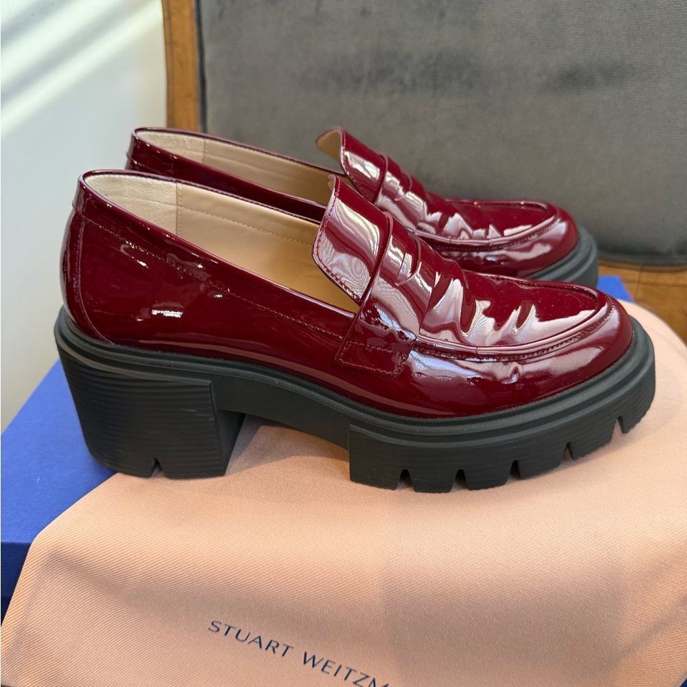 Stuart Weitzman Red Patent Leather Soho Loafers - Picture 10 of 15